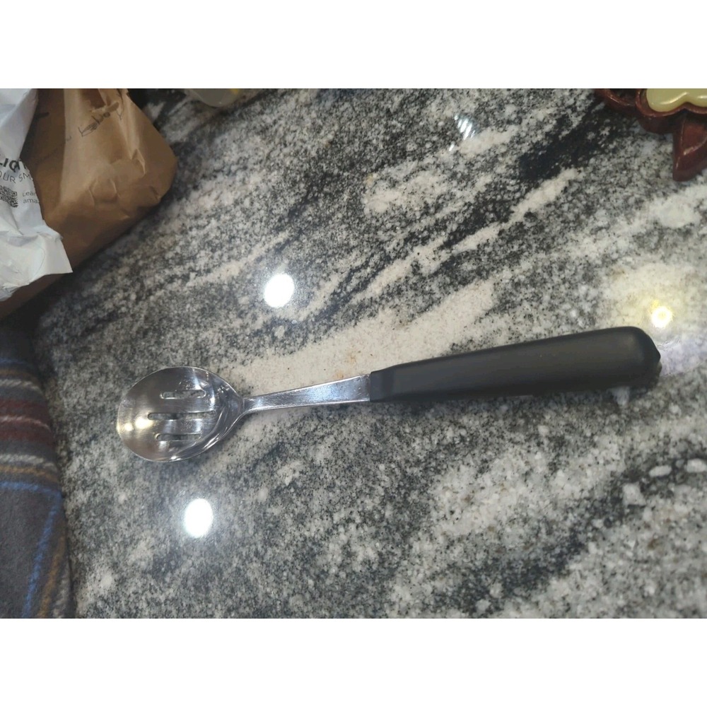 Vintage Vollrath  Commercial Heavy Duty  Slotted Spoon Black Handle 12"